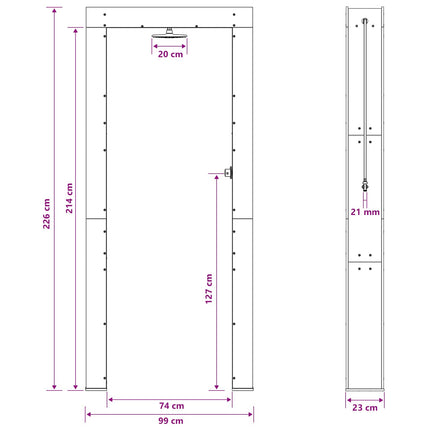 Buitendouche 226 Cm Massief Grenenhout En Roestvrij Staal