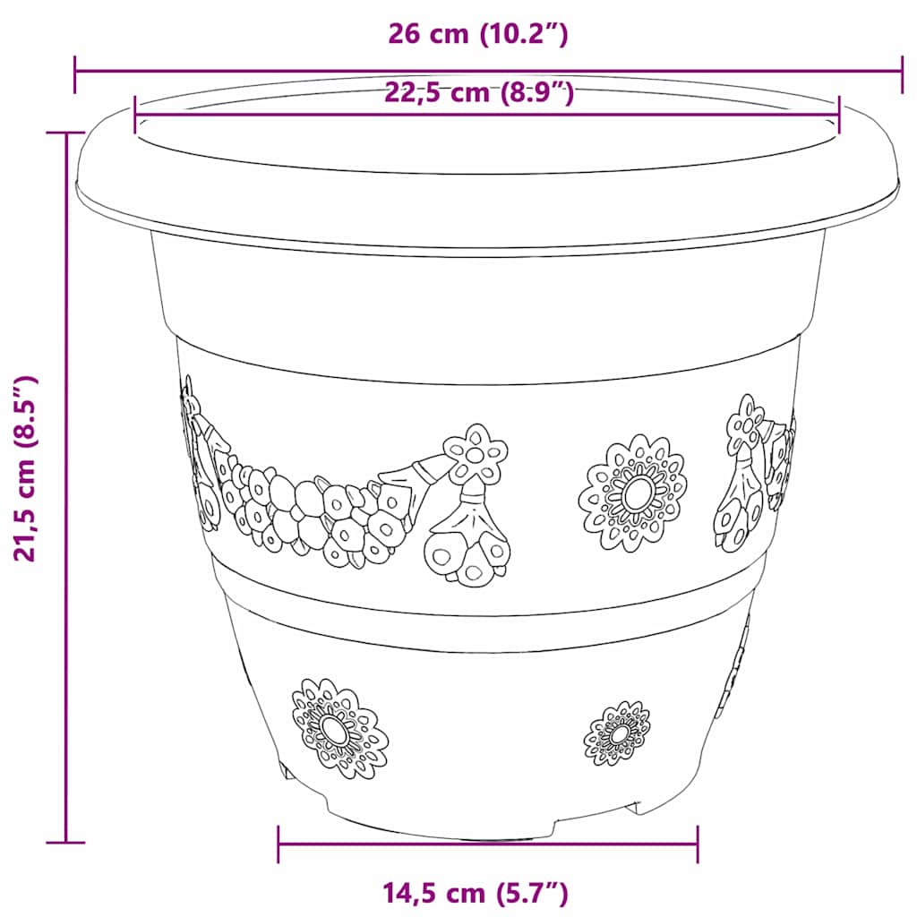 Ronde Bloempot 6 Pcs Ø 26 X 21.5 Cm Kunststof