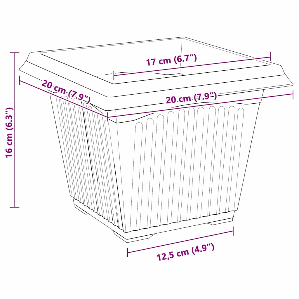 Vierkante Bloempot 6 pcs Baksteenrood 43 x 43 x 33.5 cm
