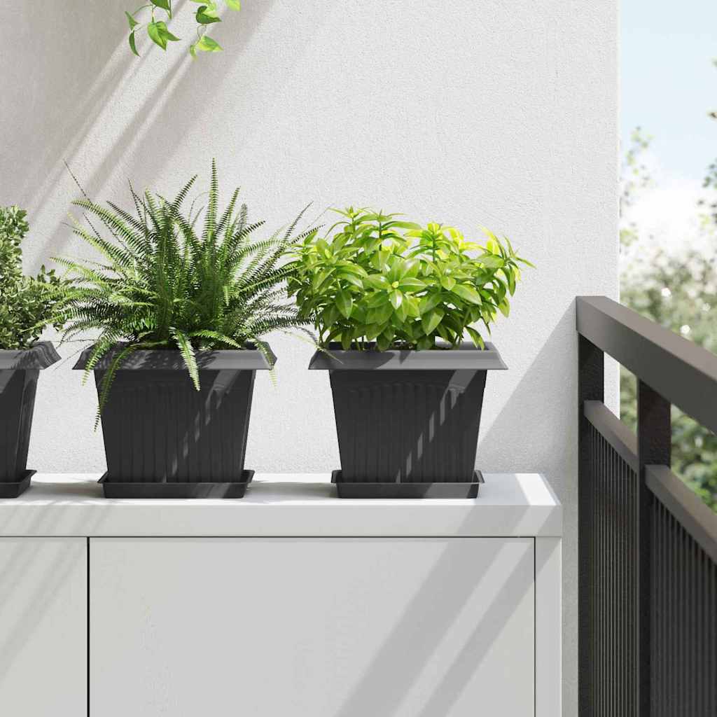 Vierkante Bloempot 6 pcs Zwart 43 x 43 x 33.5 cm Kunststof