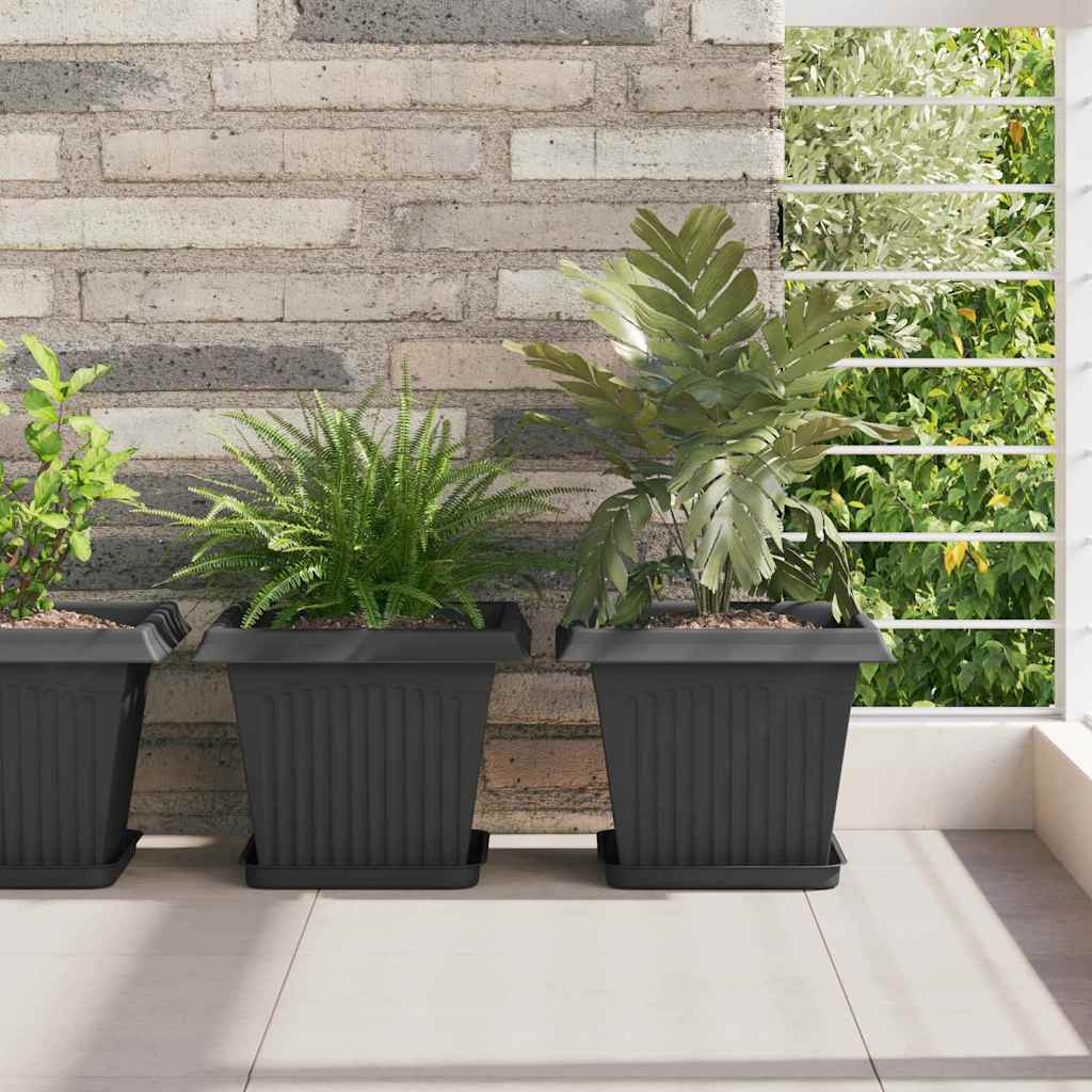 Vierkante Bloempot 6 pcs Zwart 43 x 43 x 33.5 cm Kunststof