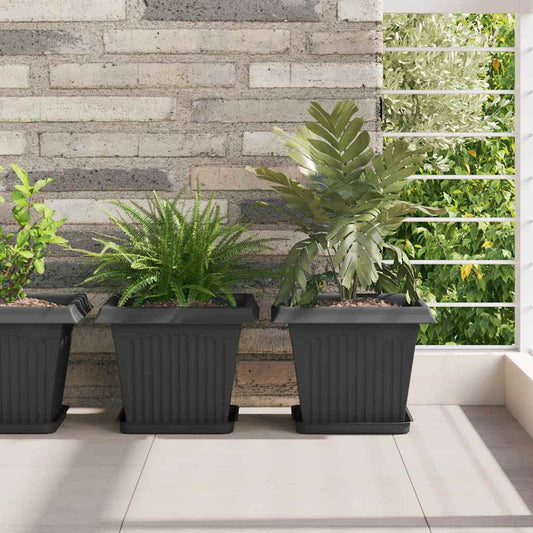 Vierkante Bloempot 6 pcs Zwart 43 x 43 x 33.5 cm Kunststof
