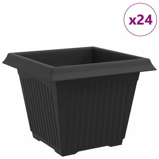 Vierkante Bloempot 24 pcs Zwart 43 x 43 x 33.5 cm Kunststof