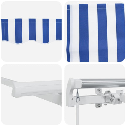 Inklapbaar Zonnescherm Blauw En Wit 350 X 250 Cm