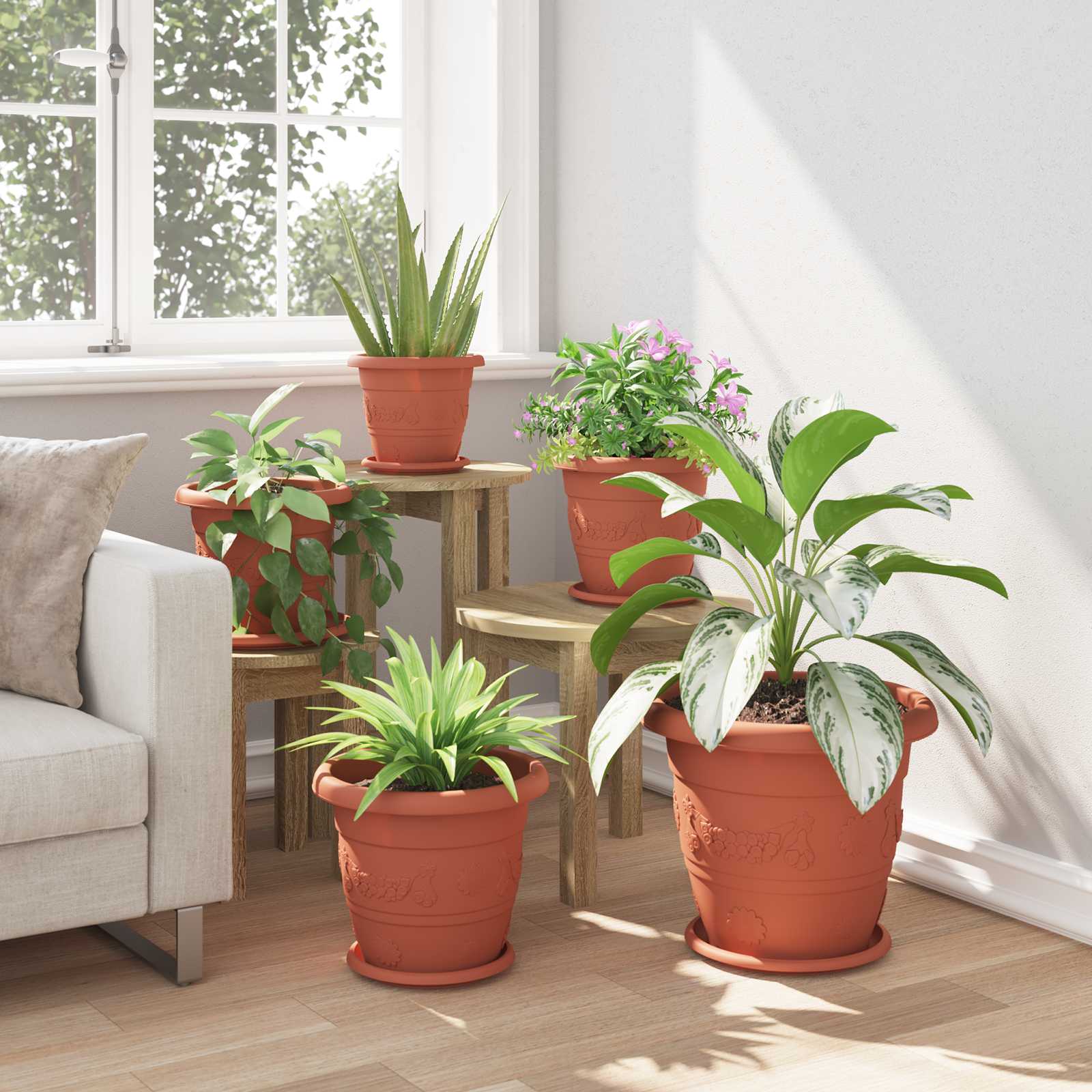 Plantenpotten 6 Pcs Ø 30 X 25 Cm Kunststof