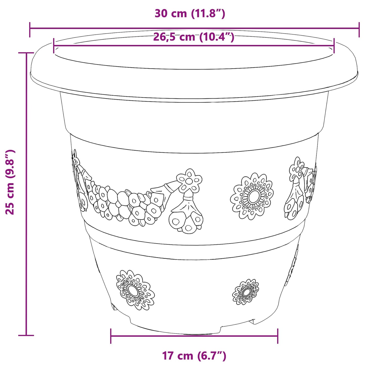 Plantenpotten 6 Pcs Ø 30 X 25 Cm Kunststof
