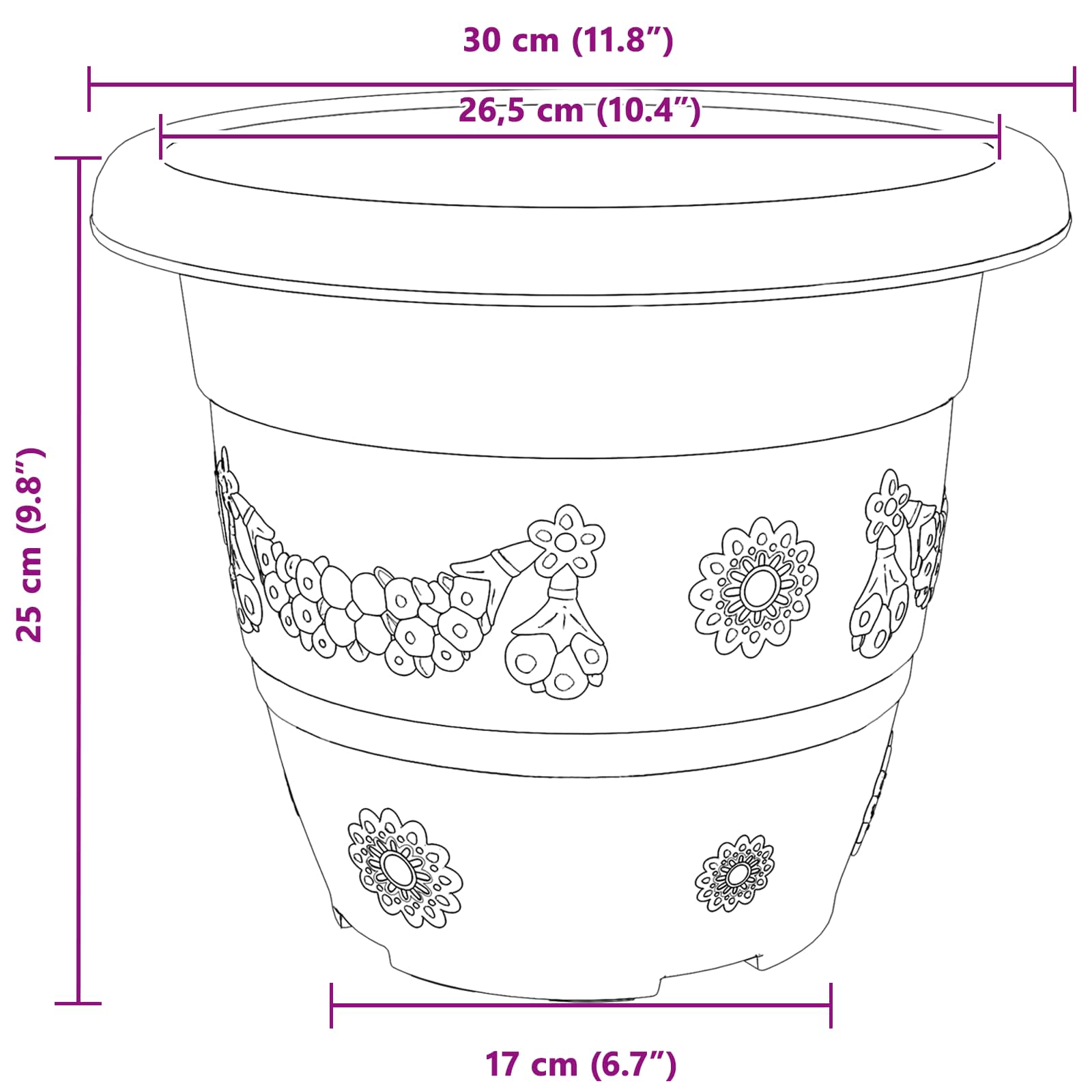 Plantenpotten 6 Pcs Ø 30 X 25 Cm Kunststof