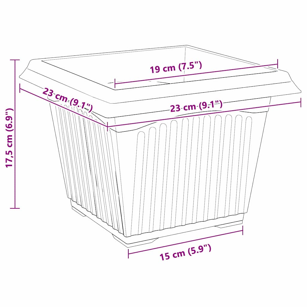 Plantenpotten 6 Pcs 23 X 23 X 17,5 Cm Kunststof