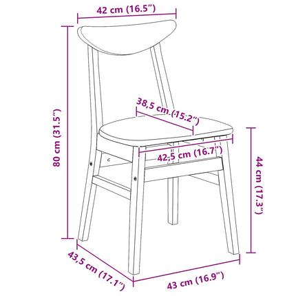 Eettafelstoelen 2 Pcs Bruin 42 X 47.5 X 81 Cm