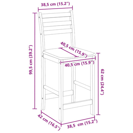 Eettafelstoelen 2 Pcs Bruin 40 X 47,5 X 99,5 Cm
