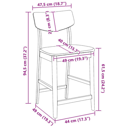 Eettafelstoelen 2 Pcs Bruin 48 X 49 X 95 Cm