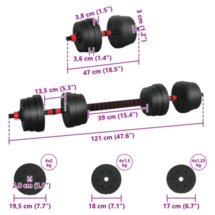 2-In-1 Halter Set 30Kg Zwart En Rood Cement En Ijzeren Zand