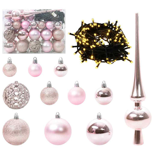 Kerstbal Set met 150 LED 61 pcs Roze Kunststof