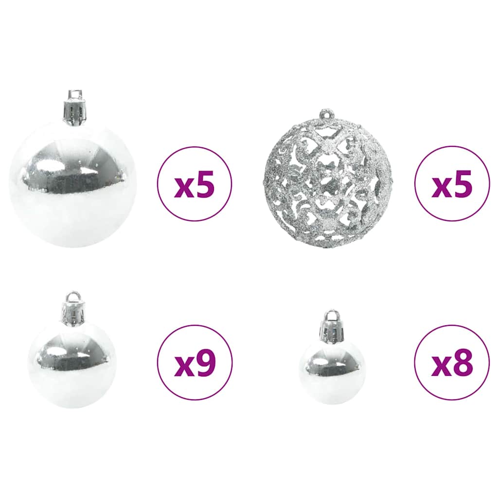 Kerstbal Set met 150 LED 61 pcs Zilver Kunststof