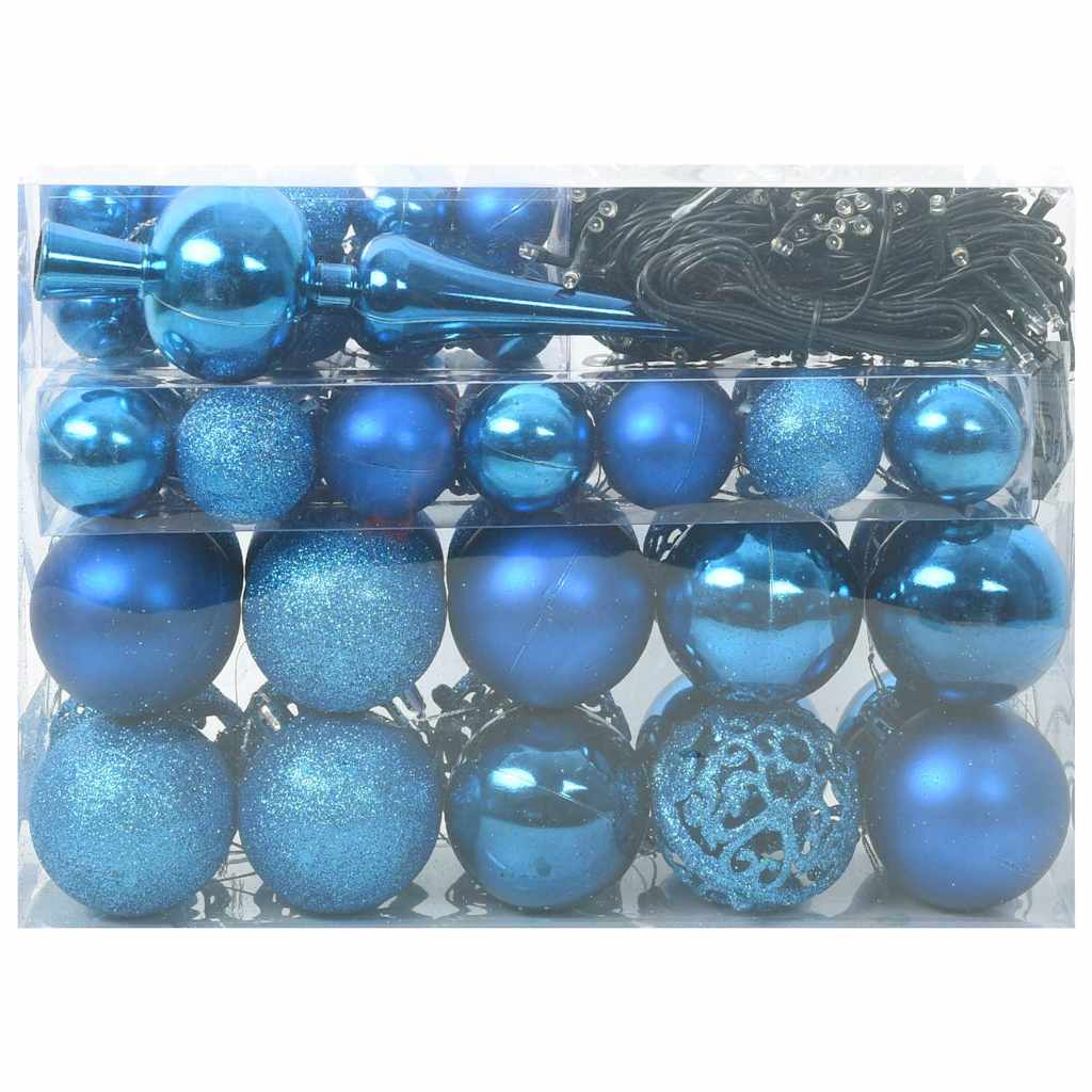 Kerstbal Set met 150 LED 61 pcs Blauw Kunststof