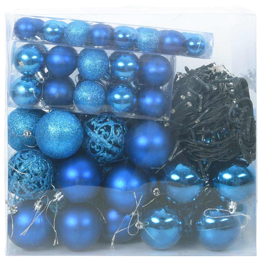 Kerstbal Set met 300 LED 120 pcs Blauw Kunststof