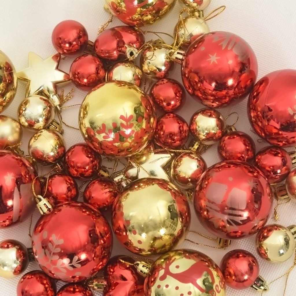 Kerstbal Set 40 pcs Goud en Rood Kunststof