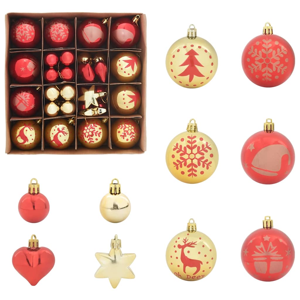Kerstbal Set 40 pcs Goud en Rood Kunststof