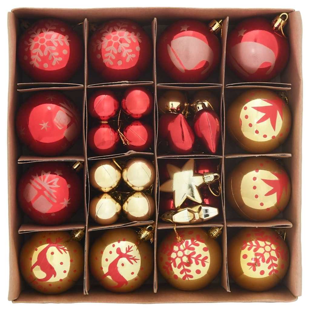 Kerstbal Set 40 pcs Goud en Rood Kunststof