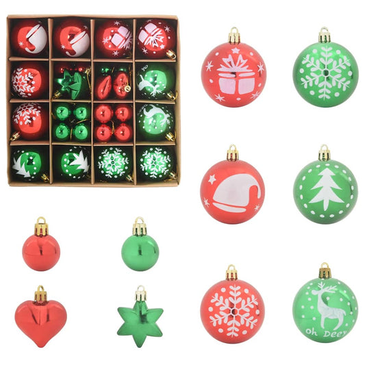 Kerstbal Set 40 pcs Rood en Groen Kunststof