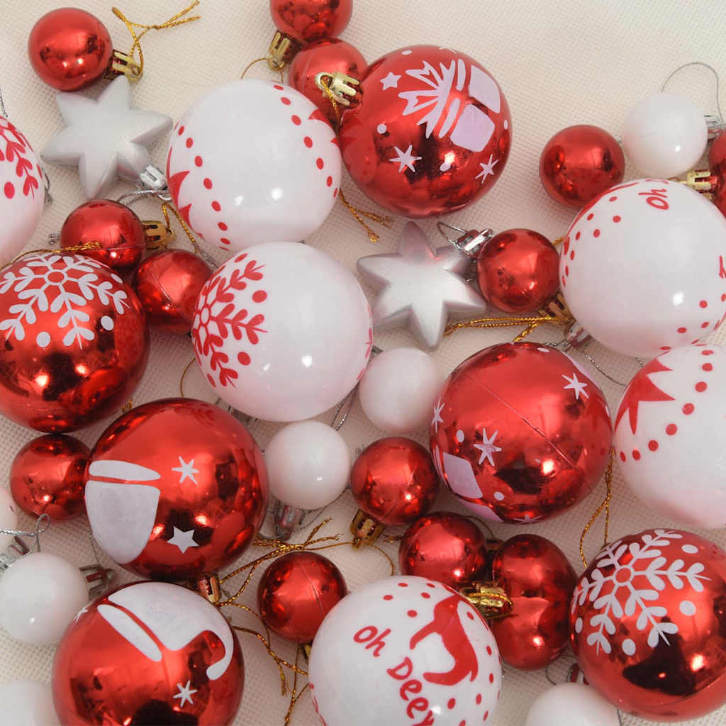Kerstbal Set 40 pcs Rood en Wit Kunststof