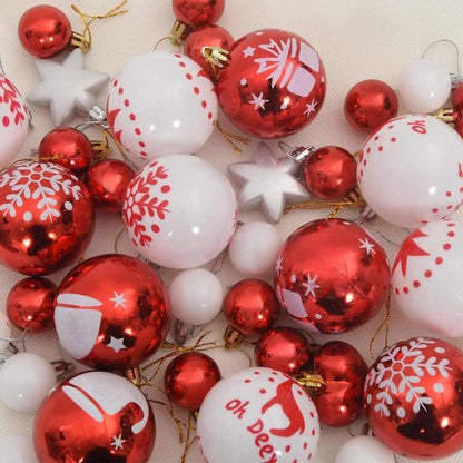 Kerstbal Set 40 pcs Rood en Wit Kunststof