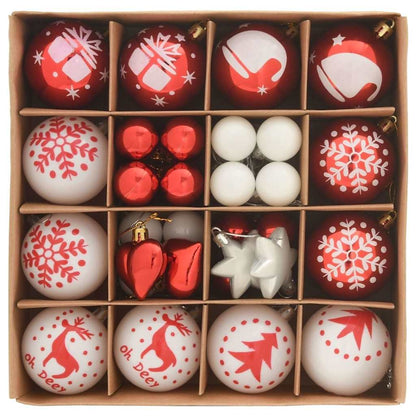 Kerstbal Set 40 pcs Rood en Wit Kunststof