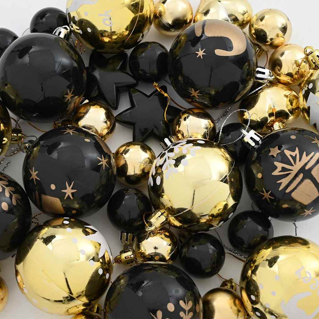 Kerstbal Set 40 pcs Zwart en Goud Kunststof