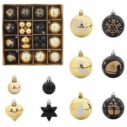 Kerstbal Set 40 pcs Zwart en Goud Kunststof
