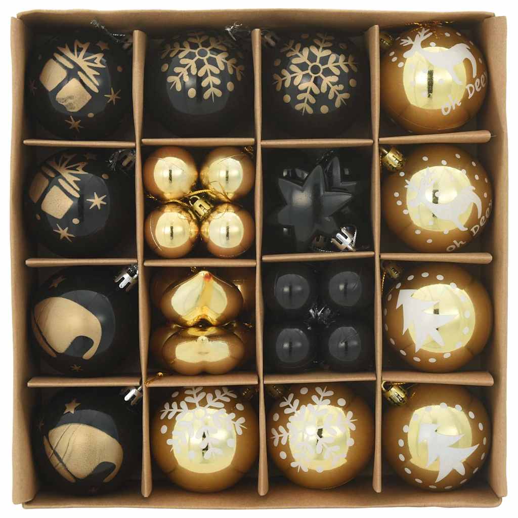 Kerstbal Set 40 pcs Zwart en Goud Kunststof