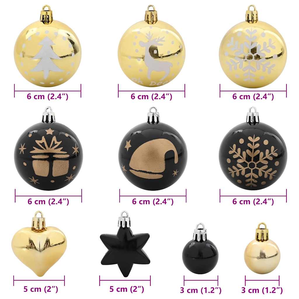 Kerstbal Set 40 pcs Zwart en Goud Kunststof