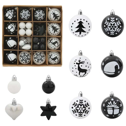 Kerstbal Set 40 pcs Zwart en Wit Kunststof