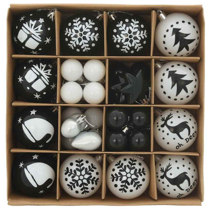 Kerstbal Set 40 pcs Zwart en Wit Kunststof