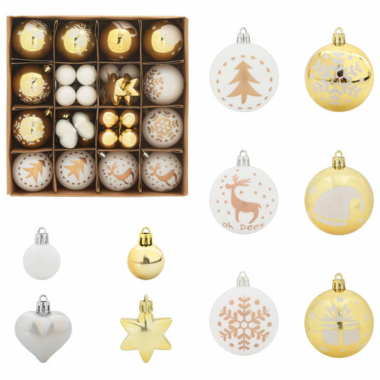 Kerstbal Set 40 pcs Wit en Goud Kunststof