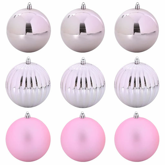 Kerstbal Set 9 pcs Roze Kunststof