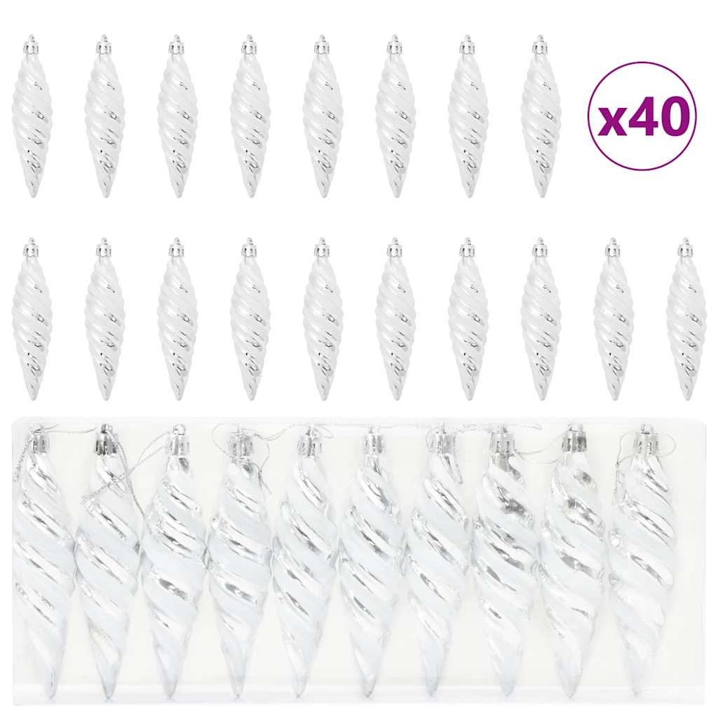 Kerst Spiralvorm Bal 40 pcs Zilver Kunststof