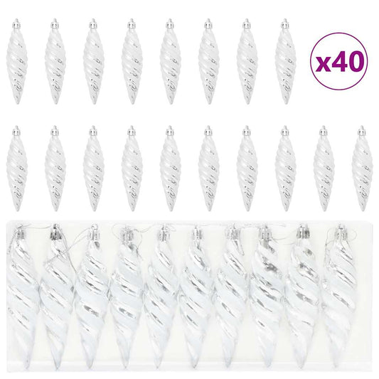 Kerst Spiralvorm Bal 40 pcs Zilver Kunststof