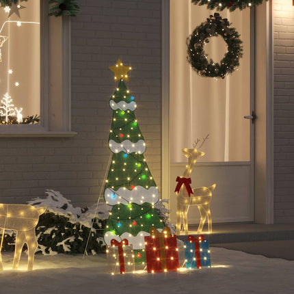 Verlichte Kerstboom Met 3 Cadeau Dozen 2D Warm Wit Meerkleurig