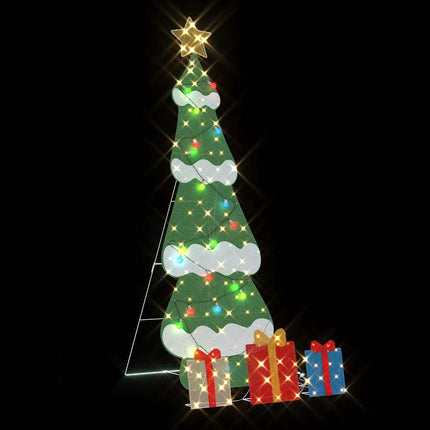 Verlichte Kerstboom Met 3 Cadeau Dozen 2D Warm Wit Meerkleurig