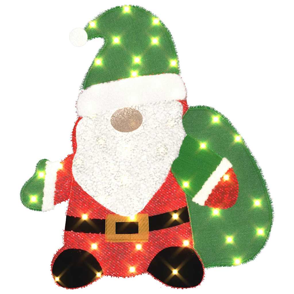 Verlichte Kerstman met 60 LED Warmwit 62 x 70 cm Lurexfabric