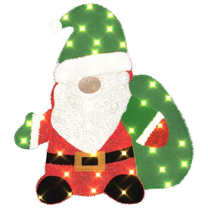 Verlichte Kerstman met 60 LED Warmwit 62 x 70 cm Lurexfabric