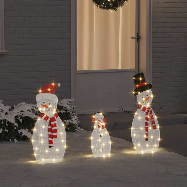 Verlichte Sneeuwpop Familie 3 St Warmwit 56 X 80 Cm Polyester
