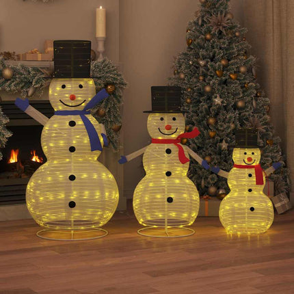 Kerst Sneeuwman Familie 3 St 270 Led's Warmwit 55 X 122 Cm Stof