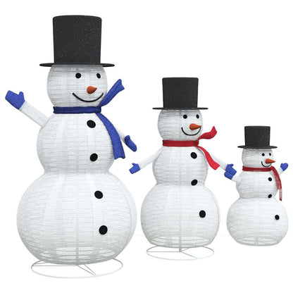 Kerst Sneeuwpop Familie 3 pcs Warmwit 81 x 60 x 125 cm Stof