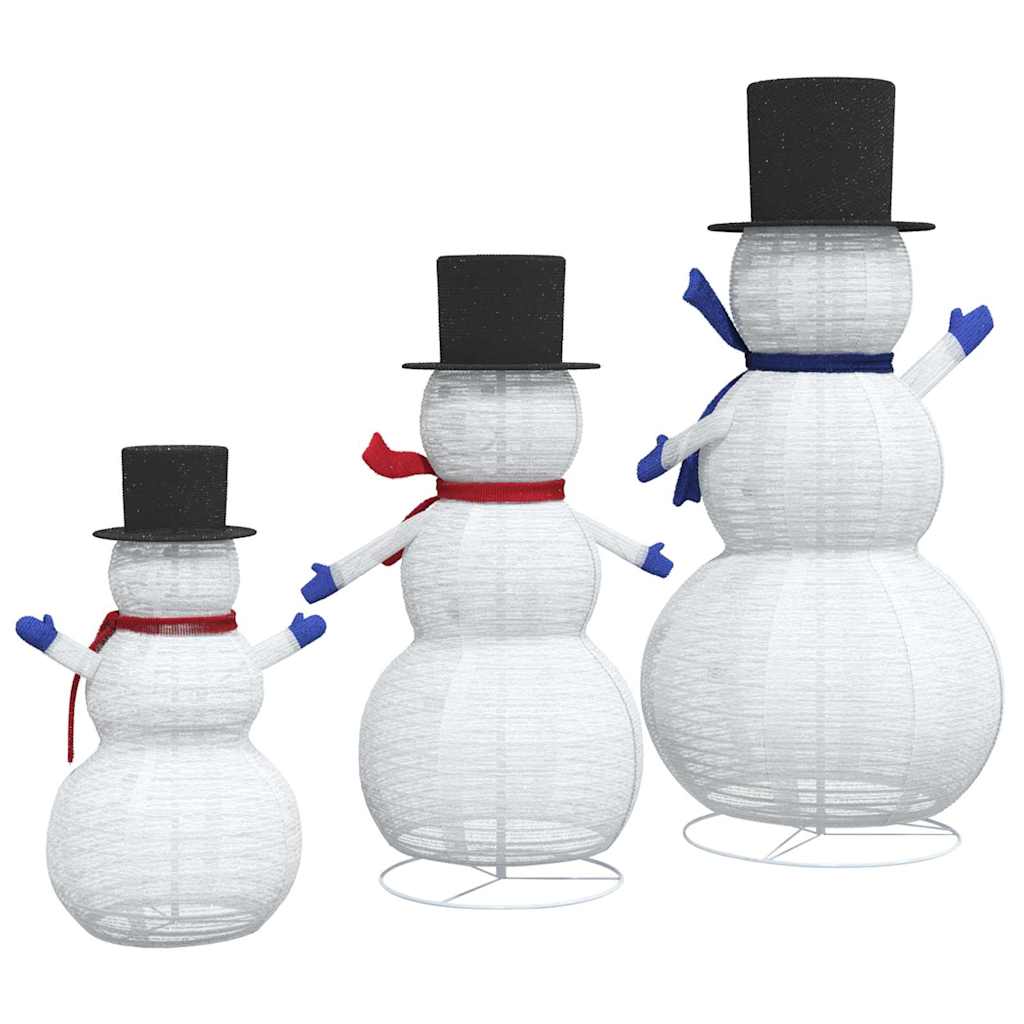 Kerst Sneeuwpop Familie 3 pcs Warmwit 81 x 60 x 125 cm Stof