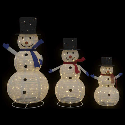 Kerst Sneeuwman Familie 3 St 270 Led's Warmwit 55 X 122 Cm Stof