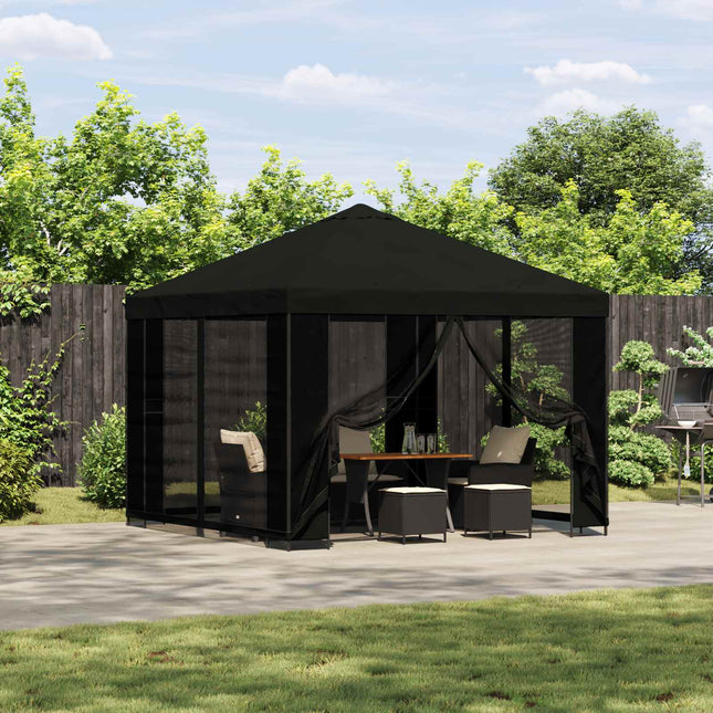Tuin Gazebo Met Zijwanden 3 X 3 M Polyester En Staal
