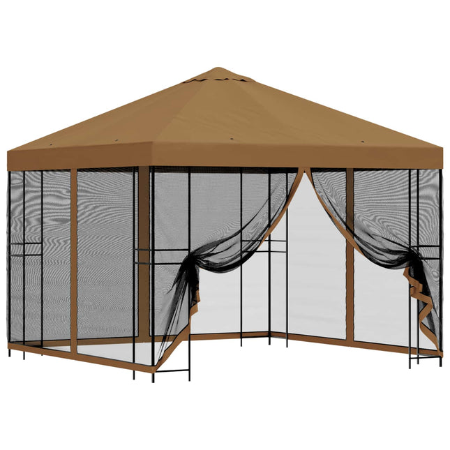Tuin Gazebo Met Zijwanden 3 X 3 M Polyester En Staal