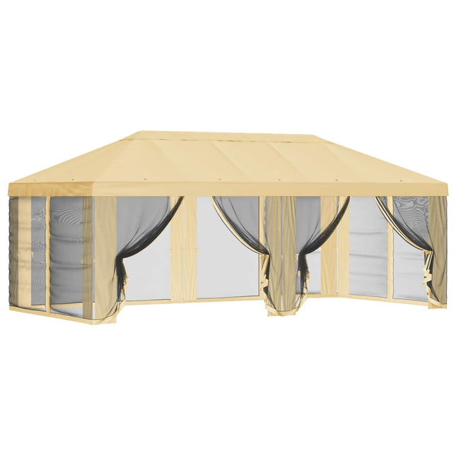 Gazebo Hoes Met Zijwanden Crèmekleurig 600,5 X 300,5 Cm
