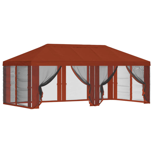 Gazebo Hoes Met Zijwanden Terracotta 600,5 X 300,5 Cm Polyester